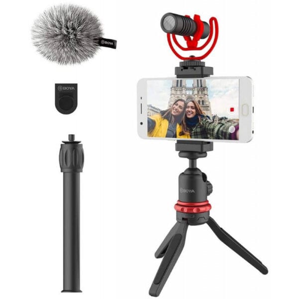 Kit Microfone Boya BY-VG330 Tripé + Suporte para Celular