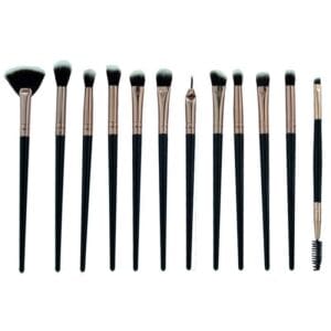 Kit Pincel Makeup Brush Make T-12-081 - Preto/Marrom (12 Peças)