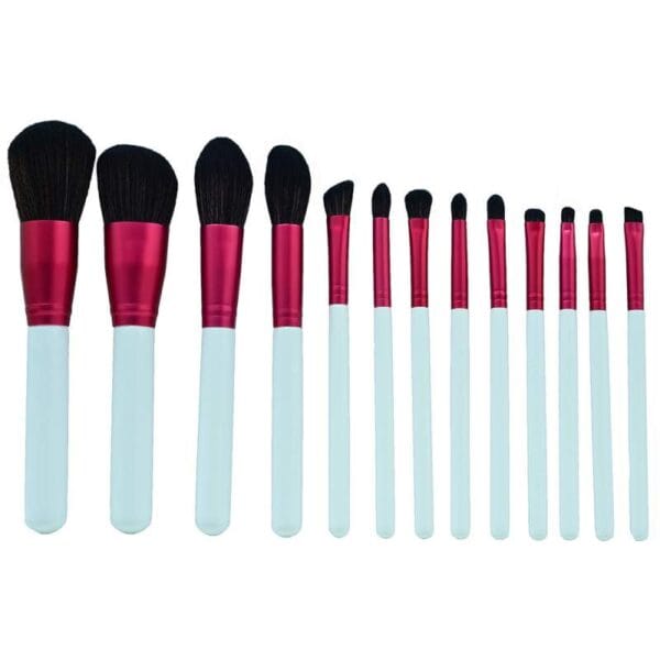 Kit Pincel Makeup Brush Make T-13-018 - Branco/Vermelho (13 Peças)