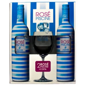 Kit Vinho Vinovalie Rosé Piscine 750mL + Copo