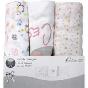 Lote de fraldas para bebê Orchestra PBRCJD 70x70cm (3 unidades)