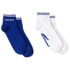 Meia Socket Lacoste Sport RA8495 21 Q92 (2 Par - Branco/Azul)