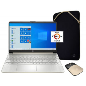 Notebook HP 15-ef1072wm AMD Athlon 3050U/4GB/128GB SSD/15.6" HD/W10 + Estojo e Mouse