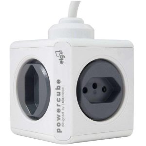 Adaptador de tomada múltiplo ELG Allocacoc PWC-X4U 4x Tomadas 2x USB Cabo 1.5m - Cinza