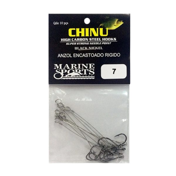 Anzol Encastoado Marine Sports Chinu Black 7 com 10 pçs