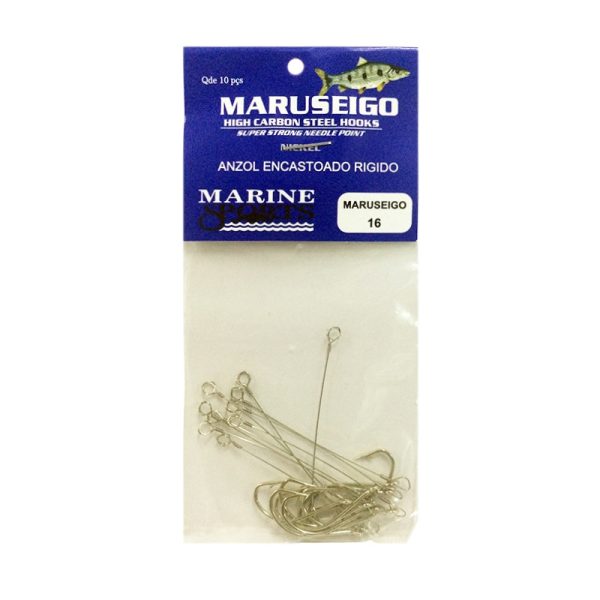 Anzol Encastoado Marine Sports Super Maruseigo Nickel 16 com 10 pçs
