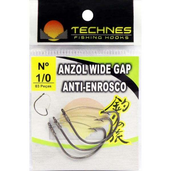Anzol Techines Wide Gap Anti-Enrosco N° 1/0 (3 Pçs)