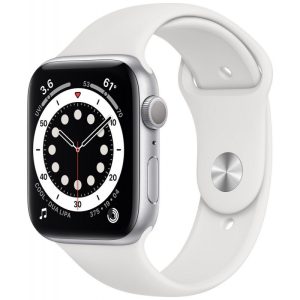 Apple Watch S6 (GPS) Caixa Alumínio Prata 44mm Pulseira Esportiva Branca M00D3LL (Ativado/