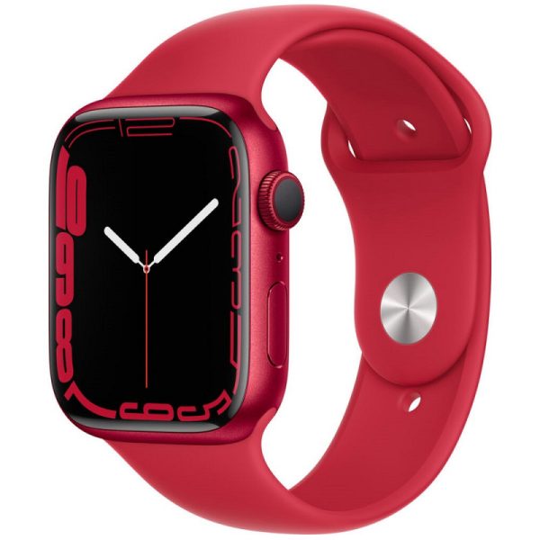 Apple Watch S7 (GPS) Caixa Alumínio Red 45mm Pulseira Esportiva MKN93LL