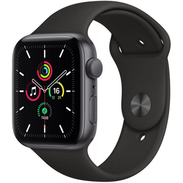 Apple Watch SE (GPS) Caixa Alumínio Prata 40mm Pulseira esportiva preta MKQ13LL