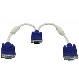 Cabo Adaptador HLD VGA Macho e 2 Saídas VGA Fêmeas 18 cm. Branco