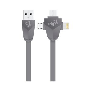 Cabo Lightning + Micro USB + USB-C ELG PW31C (1.5m) Cinza