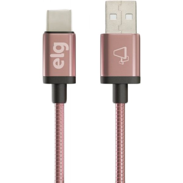 Cabo USB-C ELG INXC10RG Inox 2.4A 12W (1 metro) Dourado/Rosa