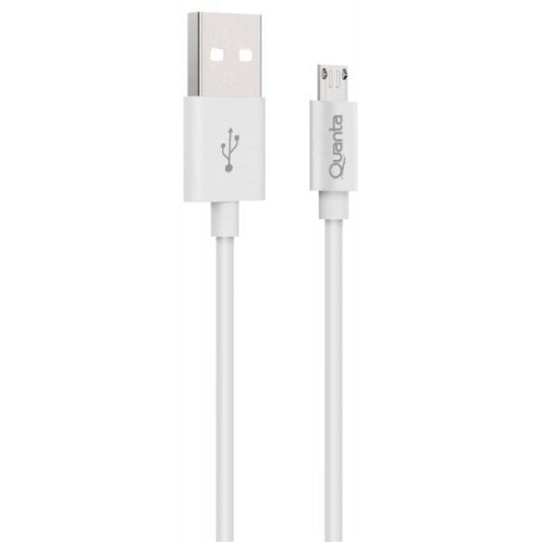 Cabo USB para Micro USB 3A Quanta QTCMU70 Branco - 1 Metro