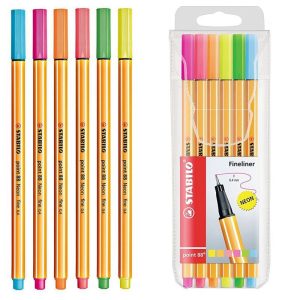 Caneta Fineliner Neon Stabilo Point 88  0.4 mm 88/6-1 (6 Cores)