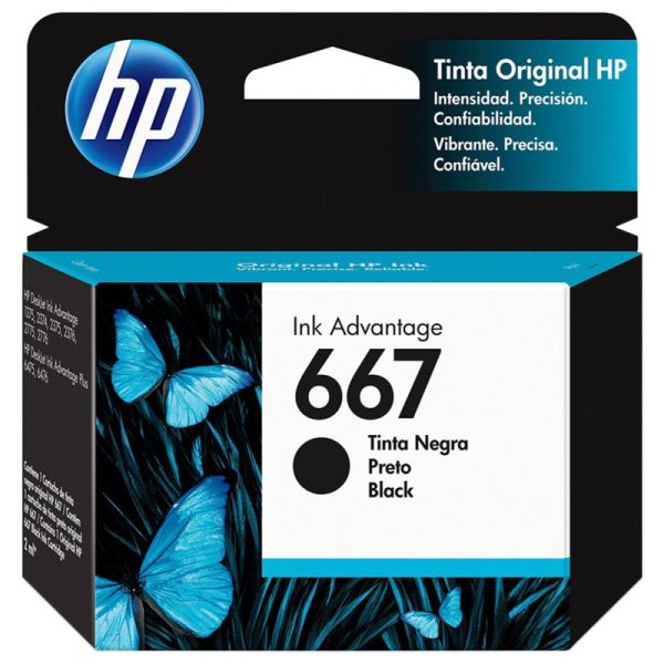 Cartucho de Tinta HP 3YM79AL 667 2mL Preto