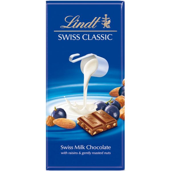 Chocolate Lindt Swiss com Uvas Passas 100g