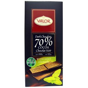 Chocolate Valor Amargo 70 % Cacao Hortela 100 Gr.