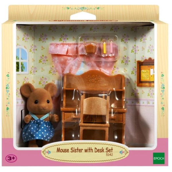 Epoch Sylvanian Families Mouse Sister With Desk - 5142