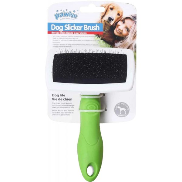 Escova de cachorro Verde M - Pawise Dog Slicker Brush 11462