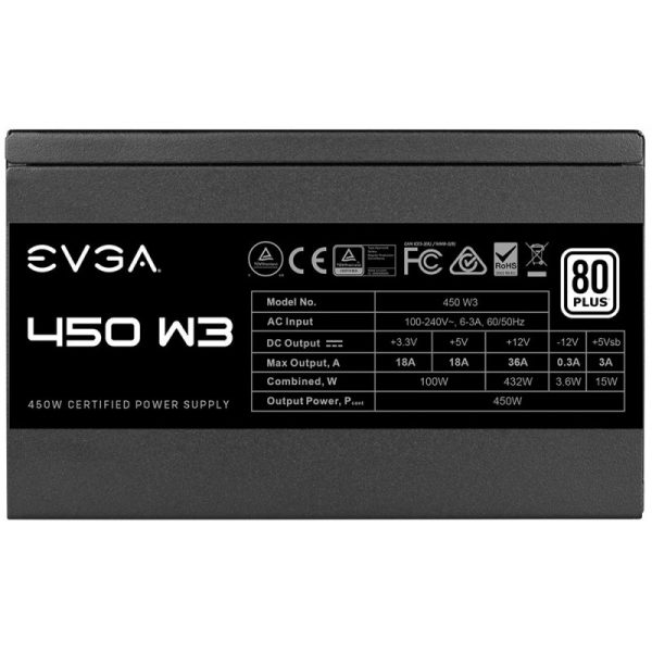 Fonte para Gabinete EVGA ATX 450W 450 W3 80 Plus 100-W3-0450-K1