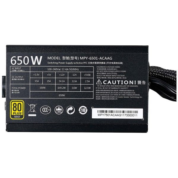 Fonte Para Gabinete Modular Cooler Master MWE 80 Plus Gold 650W Preto