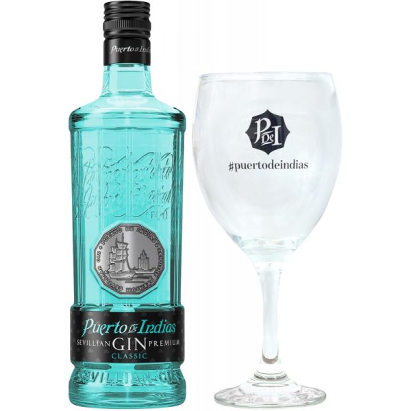 Gin Puerto de Indias Premium Classic 700mL + Copo