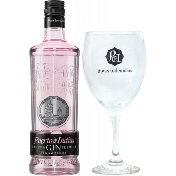 Gin Puerto de Indias Strawberry 700mL + Copo