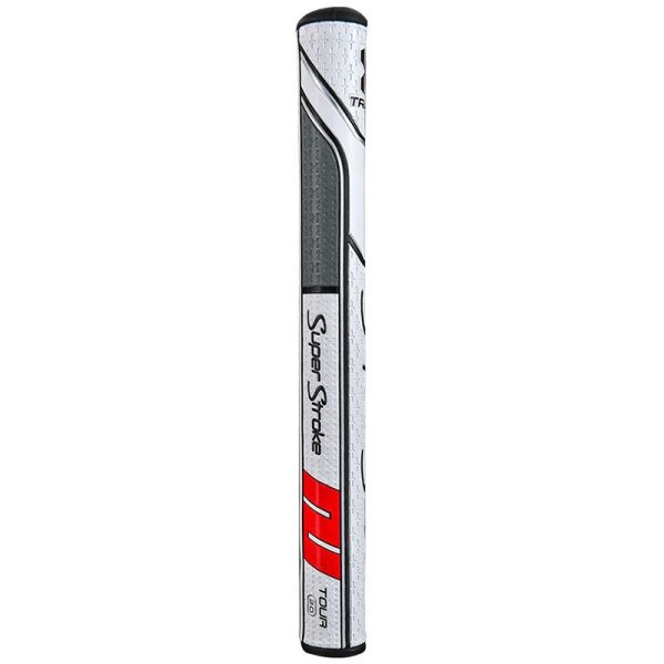 Grip para Taco de Golfe Putter SuperStroke Traxion Tour 2.0 - Branco/Cinza/Vermelho