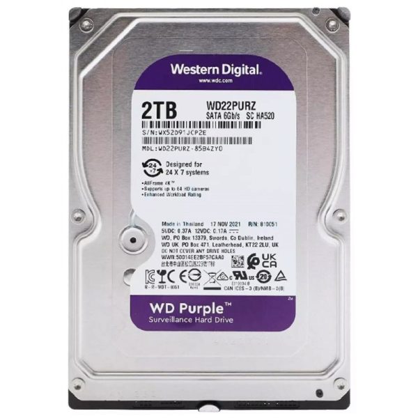 HD Interno WD Purple Surveillance Sata 2TB WD22PURZ para DVR