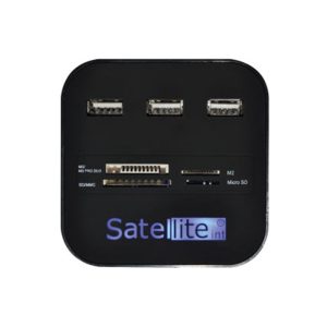 Hub USB Satellite A-HUB07 + Leitor de Memorias Preto