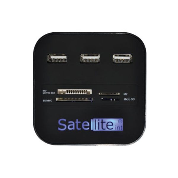 Hub USB Satellite A-HUB07 + Leitor de Memorias Preto