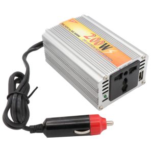 Inversor de Voltagem para Carro Power Inverter 12V a 220V 200W - Prata