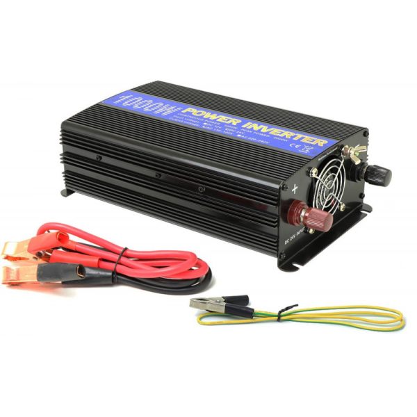 Inversor de Voltagem para Carro Power Inverter 24V a 110V 1000W - Preto