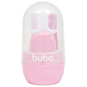 Kit Cuidado Tesora Corta Unhas Lixa e Pinça Buba 09802 (Rosa)