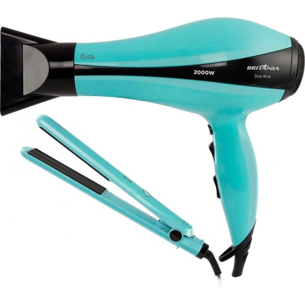 Kit Secador de Cabelo + Chapinha Britânia BKT2000 Duo Blue - 220V/60Hz