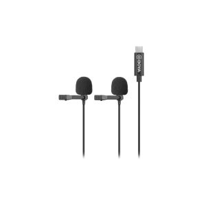 Microfone de Lapela Dupla Boya USB-C p/ Android/iPad Pro/Mac BY-M3D