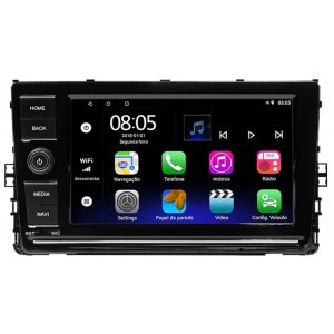 Multimídia Hetzer A1 Android 10 Tela de 8" VW Virtus/T-Cross/Nivus 2019/2021 Preto