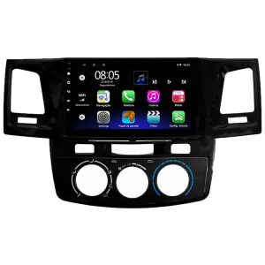 Multimídia Hetzer A1 Android 10 Tela de 9" Toyota Hilux 2012 Ar Analógico Preto