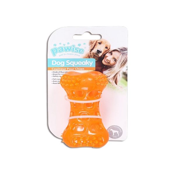 Osso Termoplástico Laranja 10.5cm - Pawise Dog Squeaky 14508