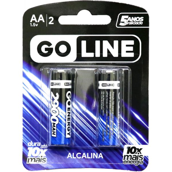 Pilha GoLine AA Alcalina 2900mAh (2 Unidades)