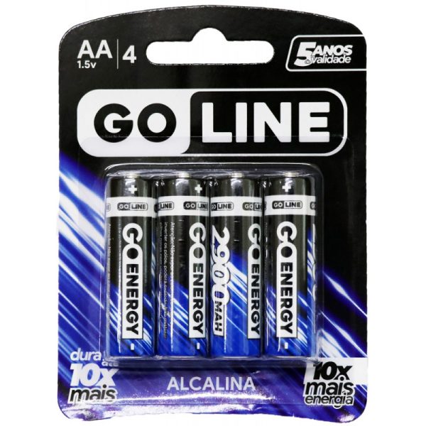 Pilha GoLine AA Alcalina 2900mAh (4 Unidades)