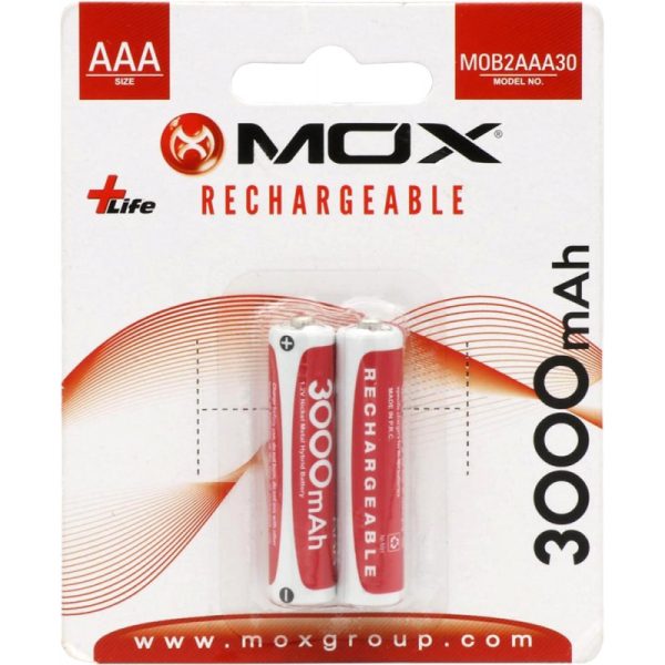 Pilha MOX AAA Recarregável 3000mAh MOB2AAA30 (2 Unidades)