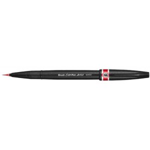 Pincel de Tinta ultra fino Pentel Brush SESF30C-BX - Vermelho