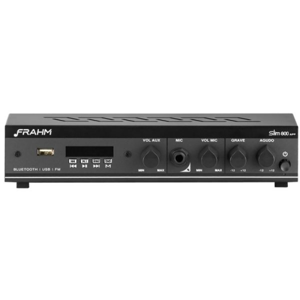 Receiver Frahm Slim 800 APP USB/FM/BT Bivolt Preto