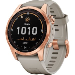 Relógio GPS Garmin Fenix 7S Solar 010-02539-11 - Rose Gold/Bege