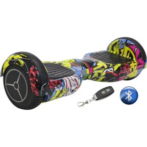 Scooter Elétrico Power Board C06BT com Roda de 6.5" Luz/BT/Controle/Bolsa Amarelo Grafite