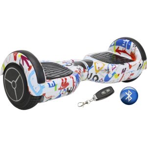 Scooter Elétrico Power Board C06BT com Roda de 6.5" Luz/BT/Controle/Bolsa Branco Grafite