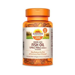 Sundown Naturals Odor-less Fish Oil 1290MG | 900MG OMEGA-3 (72 Capsulas)