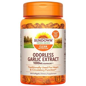 Sundown Naturals Odorless Garlic Extract 1000MG (250 Cápsulas em Gel)